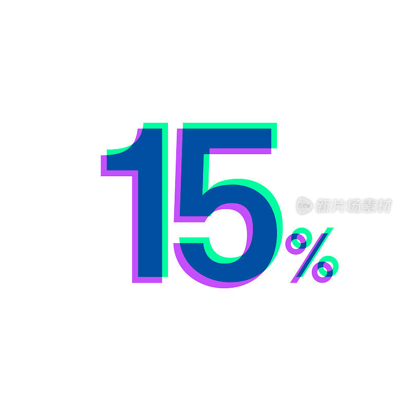 15% - 15%。图标与两种颜色叠加在白色背景上